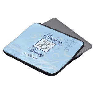 25th Anniversary in Blue and Silver Laptop Sleeve