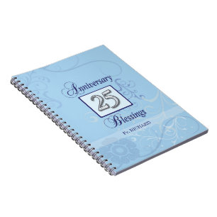 25th Anniversary in Blue and Silver Notebook