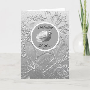 25th Anniversary Invitation -- Silver Flowers