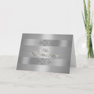 25th anniversary invitation silver satin