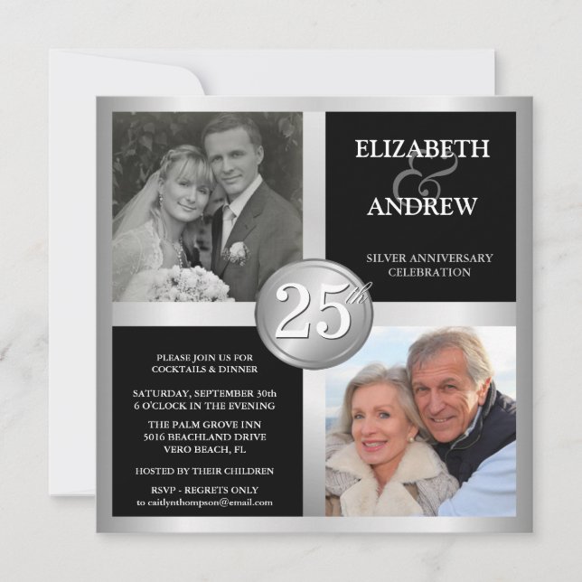 25th Anniversary Invitations with 2 Photos (Front)