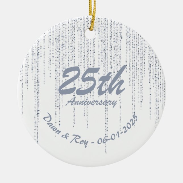 25th Anniversary Ornament Metal • Personalized Sil (Front)