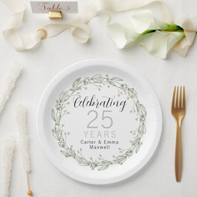 25th Anniversary Paper Plates (Wedding)