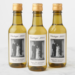 25th Anniversary Party Favor Custom Wedding Photo Wine Label