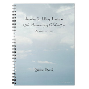 25th Anniversary Party Guest Book, Sky & Clouds Notebook