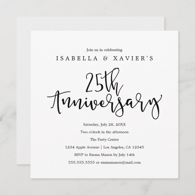 25th Anniversary | Party Invitation (Front/Back)