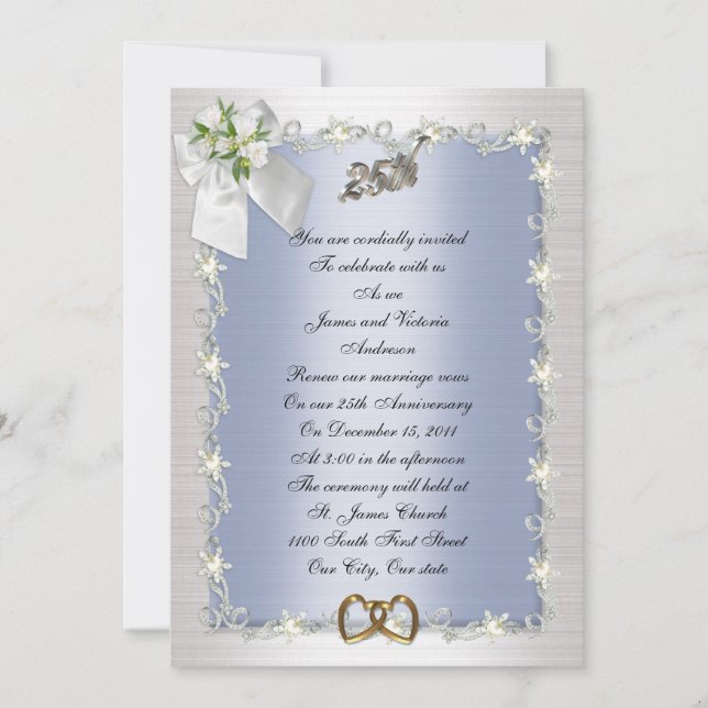 25th Anniversary party invitation elegant (Front)