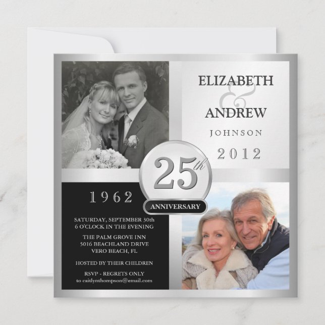 25th Anniversary Party Invitations - 2 Photos (Front)