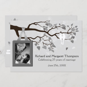25th Anniversary Party Lovebirds In Tree Invitation