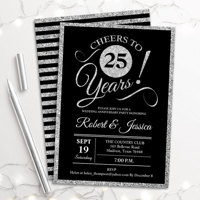 25th Anniversary Party - Silver Black Invitation (Creator Uploaded)