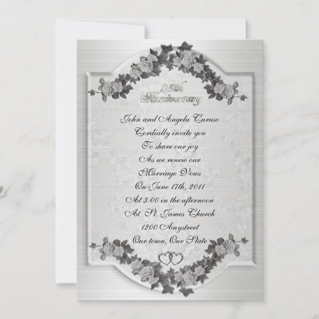 25th Anniversary party vow renewal invitation (Front)