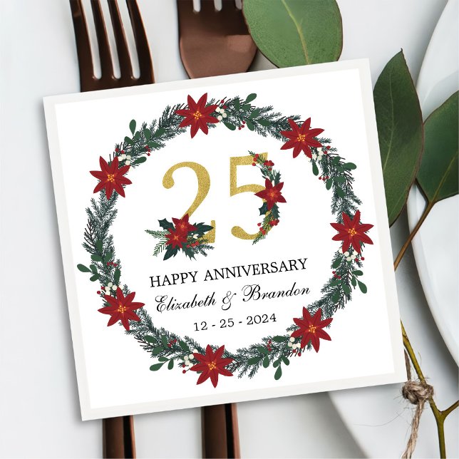 25th Anniversary Personalised Christmas Napkins (Creator Uploaded)