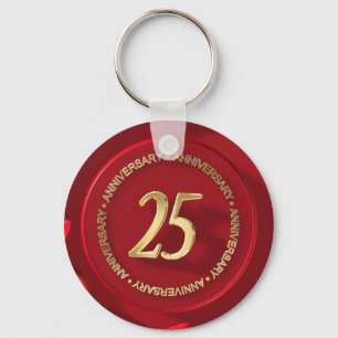 25th anniversary red wax seal key ring