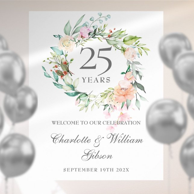 25th Anniversary Roses Floral Welcome Sign (Creator Uploaded)