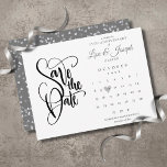 25th Anniversary Save the Date Calendar Love Heart Postcard<br><div class="desc">This pretty 25th anniversary save the date card features a calendar and pretty silver love heart highlighting your special date. The reverse features silver heart confetti. Designed by Thisisnotme©</div>