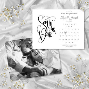 25th Anniversary Save the Date Calendar Photo Postcard