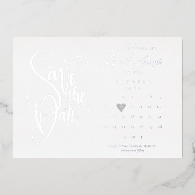 25th Anniversary Save the Date Calendar Silver (Front)