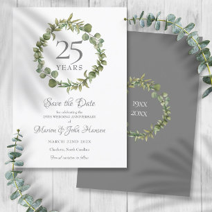 25th Anniversary Save the Date Greenery Garland  Invitation