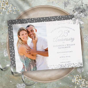 25th Anniversary Save the Date Photo Silver