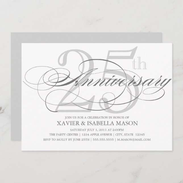 25th Anniversary Script Invitation (Front/Back)