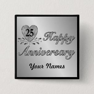 25th Anniversary - Silver 15 Cm Square Badge