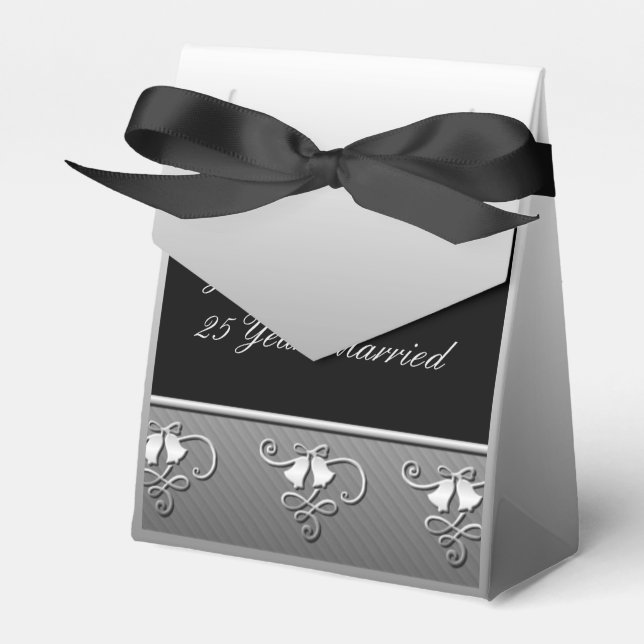 25th Anniversary Silver and Black Favour Box (Front Side)
