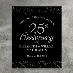 25th Anniversary Silver And Black Welcome Sign