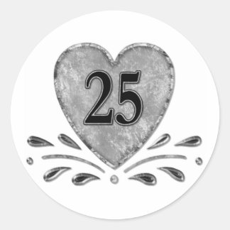 25th Anniversary - Silver Classic Round Sticker