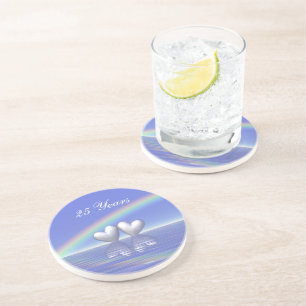 25th Anniversary Silver Hearts Coaster