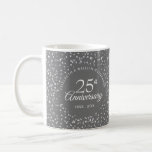 25th Anniversary Silver Hearts Coffee Mug<br><div class="desc">Designed to coordinate with our 25th Anniversary Silver Hearts collection. Featuring delicate silver hearts. Personalise with your special twenty-five years silver anniversary information in chic silver lettering. Designed by Thisisnotme©</div>