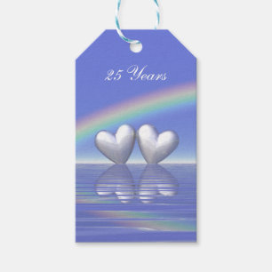 25th Anniversary Silver Hearts Gift Tags
