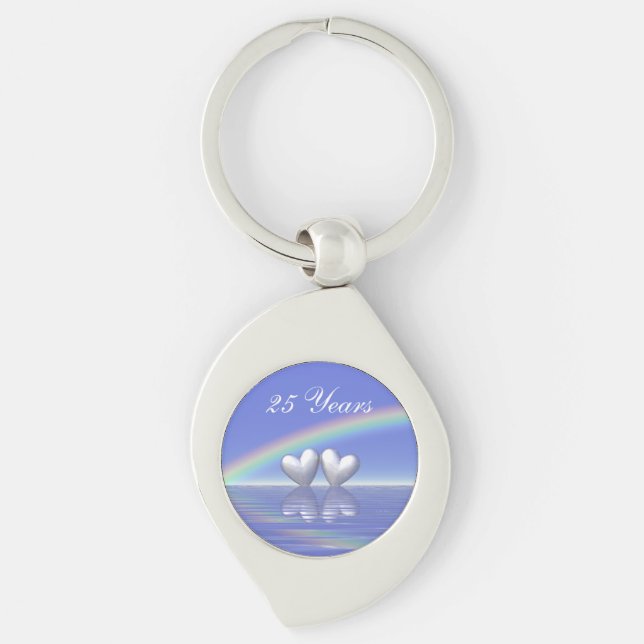 25th Anniversary Silver Hearts Key Ring (Front)
