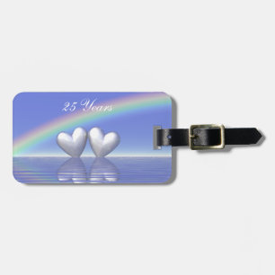 25th Anniversary Silver Hearts Luggage Tag