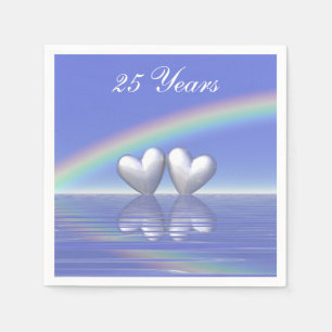 25th Anniversary Silver Hearts Napkin