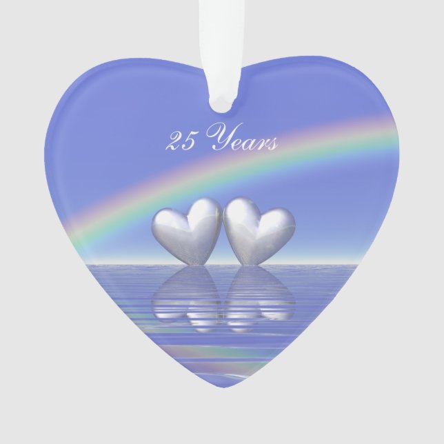 25th Anniversary Silver Hearts Ornament (Front)