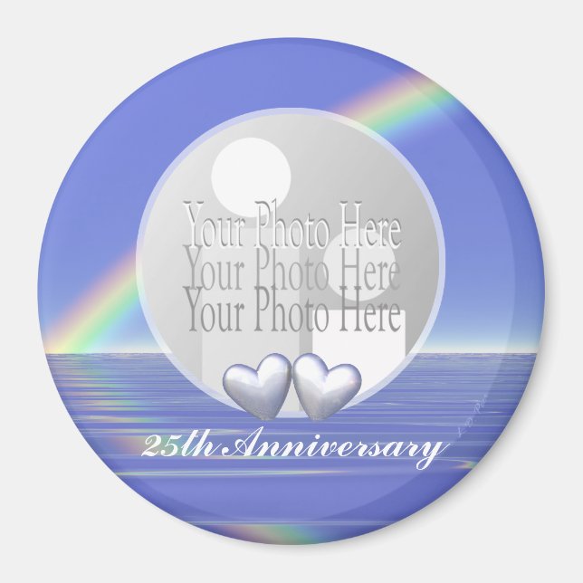25th Anniversary Silver Hearts (photo frame) Magnet (Front)