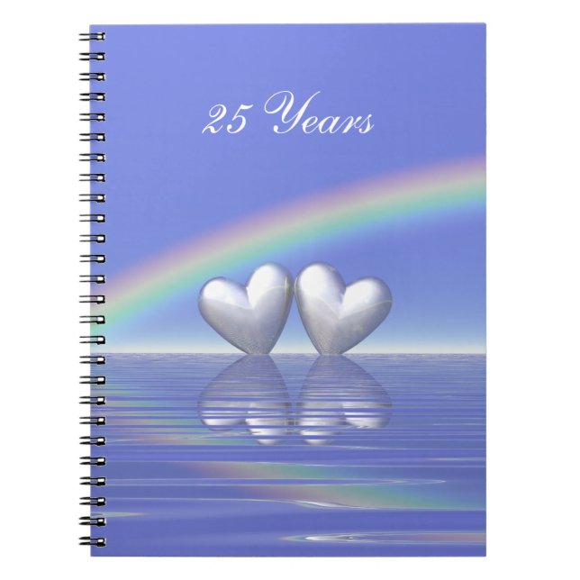 25th Anniversary Silver Hearts Spiral Notebook (Front)