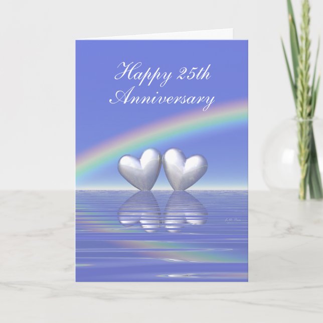 25th Anniversary Silver Hearts (Tall) Card (Front)