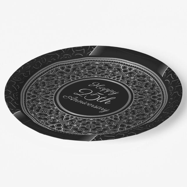 25th Anniversary Silver Medallion Paper Plate (Angled)