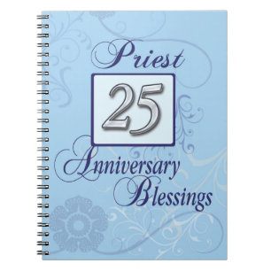 25th Anniversary Silver Number on Blue Spiral Notebook