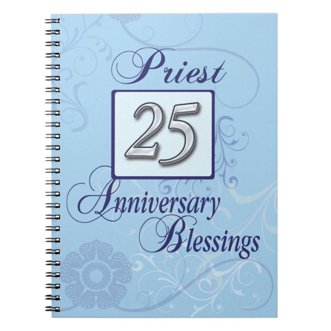25th Anniversary Silver Number on Blue Spiral Notebook (Front)
