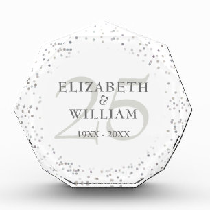 25th Anniversary Silver Stardust Confetti Photo Block