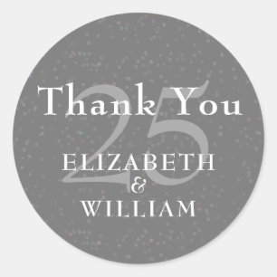 25th Anniversary Silver Stardust Thank You Classic Round Sticker