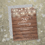 25th Anniversary String Lights Wood Save the Date Announcement Postcard<br><div class="desc">Featuring pretty string lights and delicate silver hearts confetti on a rustic wood background. Personalise with your special twenty-five years silver anniversary save the date information in chic lettering. Designed by Thisisnotme©</div>
