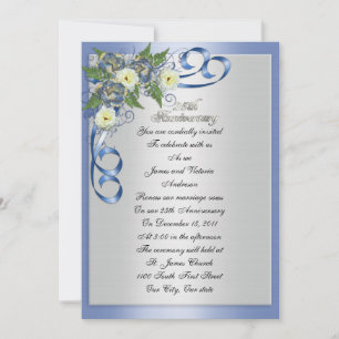 25th Anniversary vow renewal elegant floral Invitation