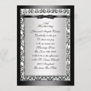25th Anniversary vow renewal formal damask Invitation