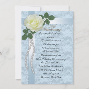 25th Anniversary vow renewal Invitation White rose
