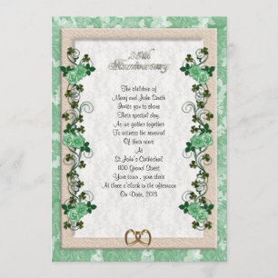 25th anniversary vow renewal Irish rose Invitation