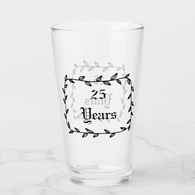 25th Anniversary With Leaves Glass (Front)