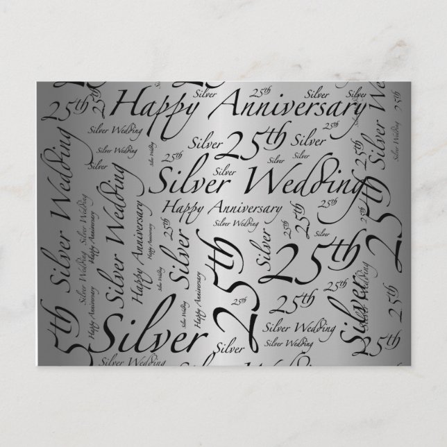 25th Anniversary Word Art Graphic Postcard (Front)